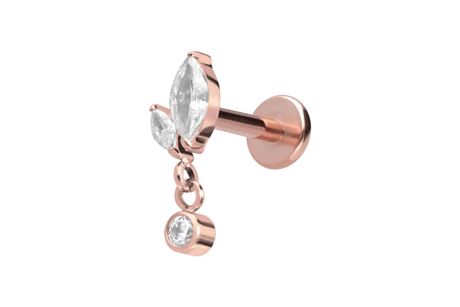 Titan Labret Piercing mit Innengewinde KNOSPE + KRISTALL